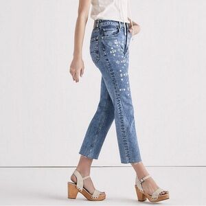 Lucky Brand Lolita Cropped Embroidered Blue Jeans